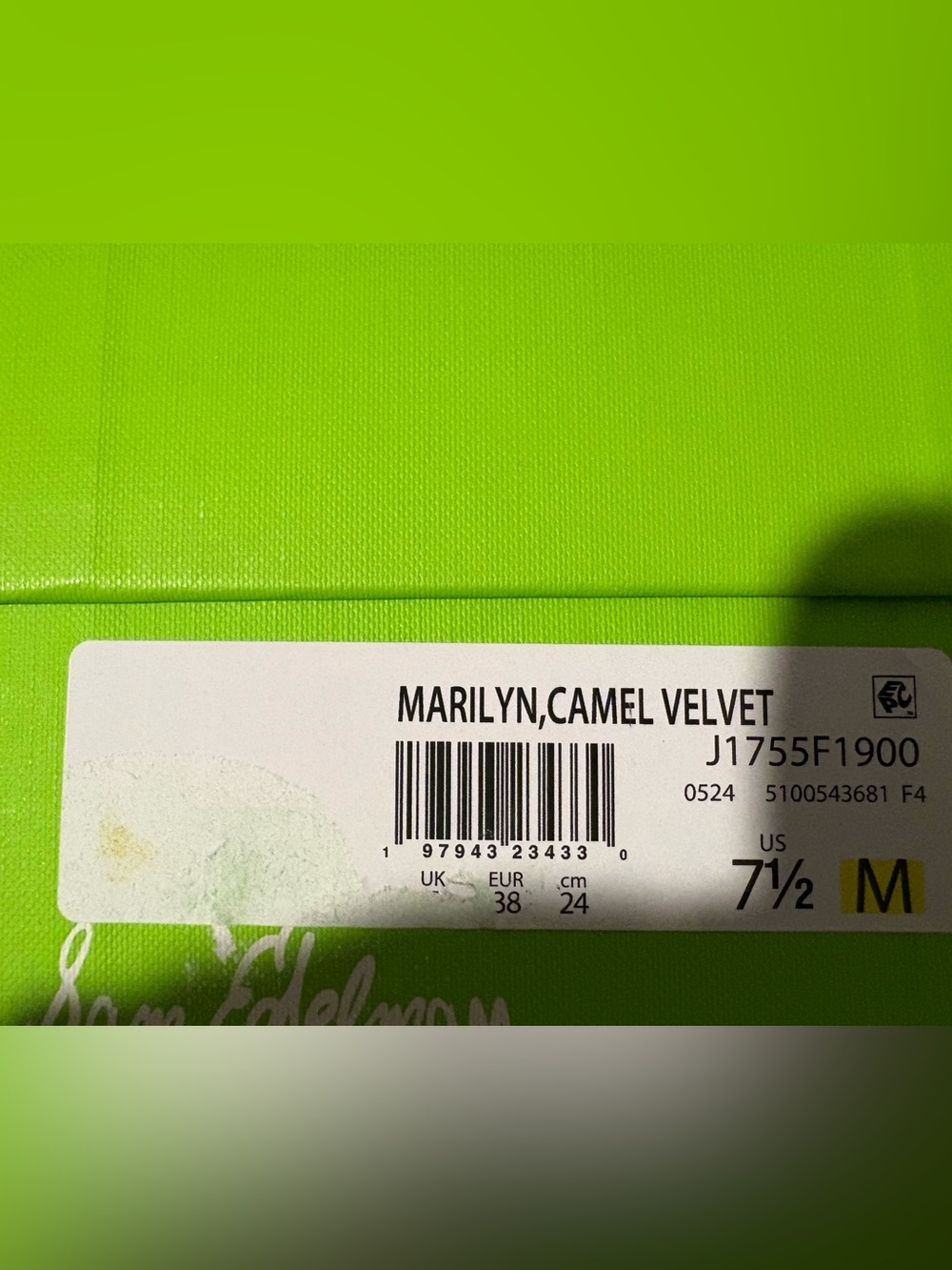 Sam Edelman Marilyn Ballet Flat Camel Velvet Size 7 1/2 New In Box - Picture 7 of 7